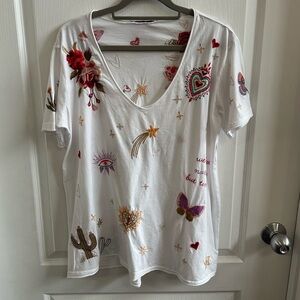 Johnny Was Embroidered White Women's Top